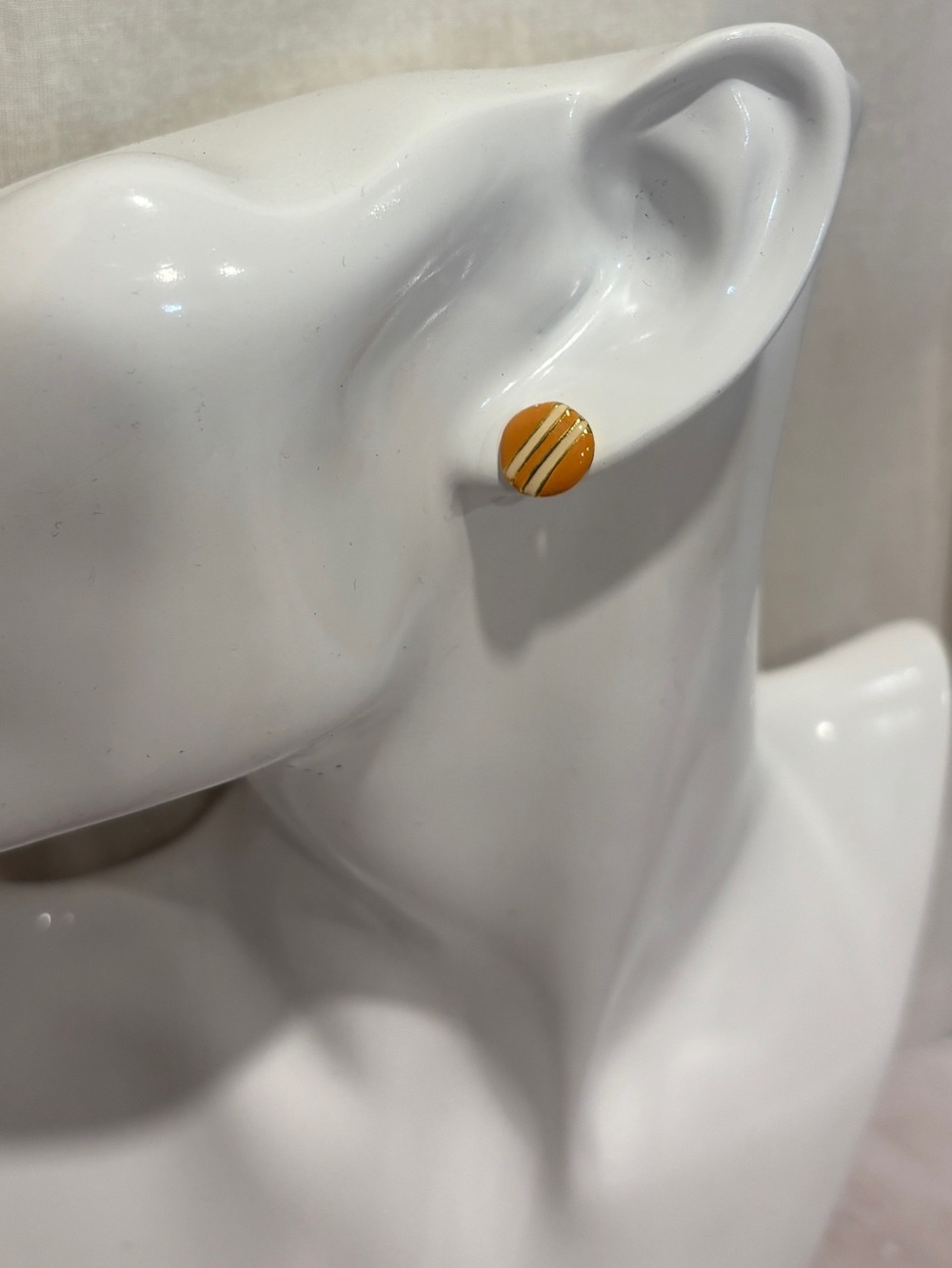 VINTAGE Yellow-Orange & Gold Stripe Stud Earrings
